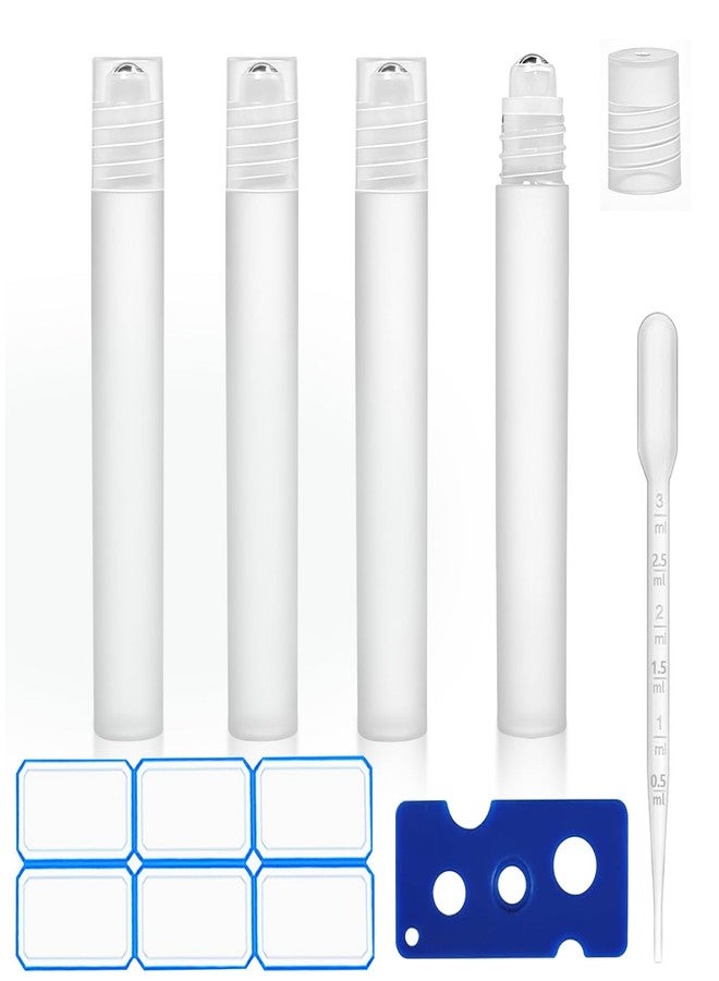 AskBed 4 Pack of 0.34 Oz (10ml) Essential Oil Roller Bottles - Refillable, Leak-proof Plastic Roll-on Bottles with Stainless Steel Roller Balls and Labels Included - Image 1